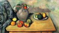 Still life jug and fruit on a table Paul Cezanne